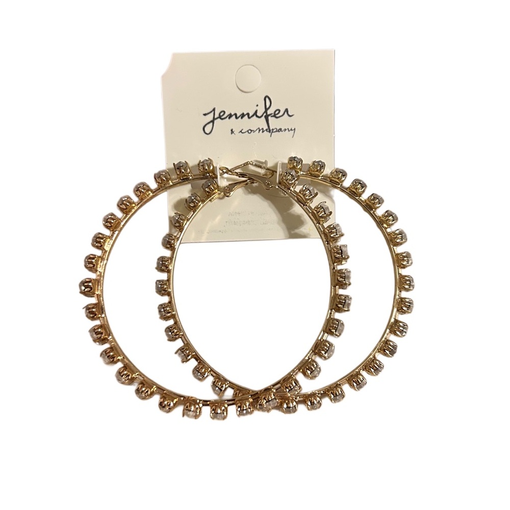 Jennifer Gold Crystal Hoop Earrings